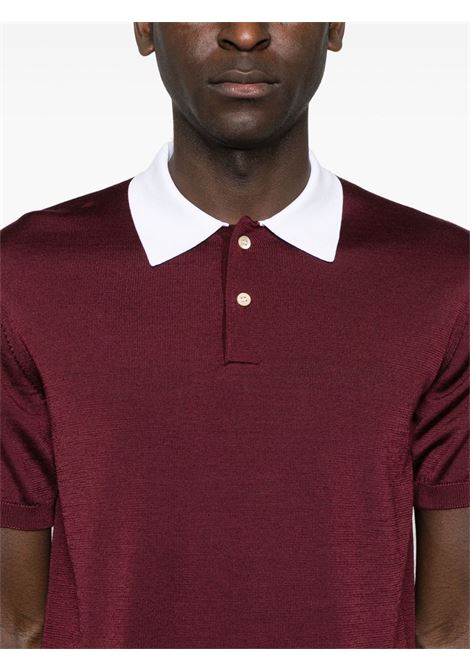 Polo con colletto a contrasto sun in bordeaux Wales bonner - unisex WALES BONNER | US25KN20KN01350